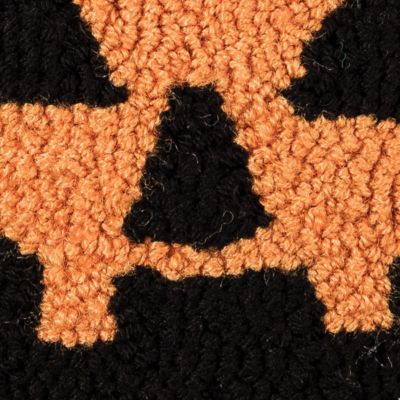 Smiling Jack O' Lantern Small Petite Hooked Halloween Accent Pillow 8" x 8"