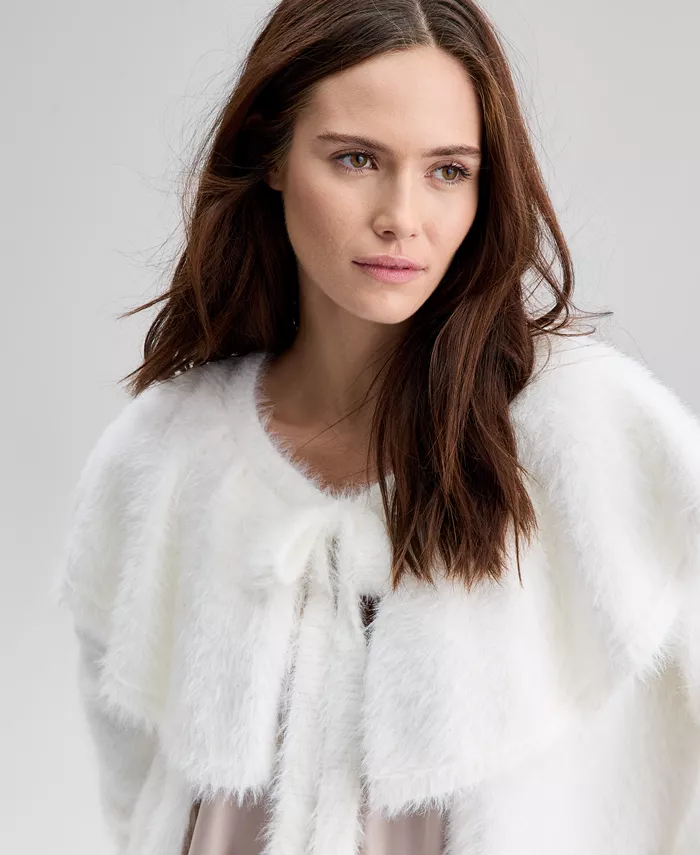 Women's Eyelash Cape Sweater - thumbnail 7