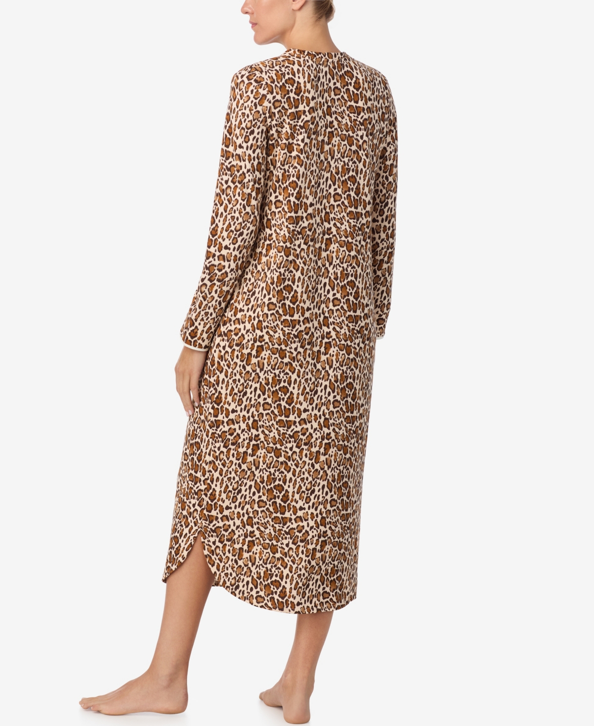 Ellen Tracy Women's Printed V-neck Long Gown With Socks In Brown