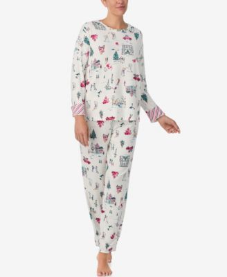 Women's Printed Round Neck Top and Pants Pajama Set