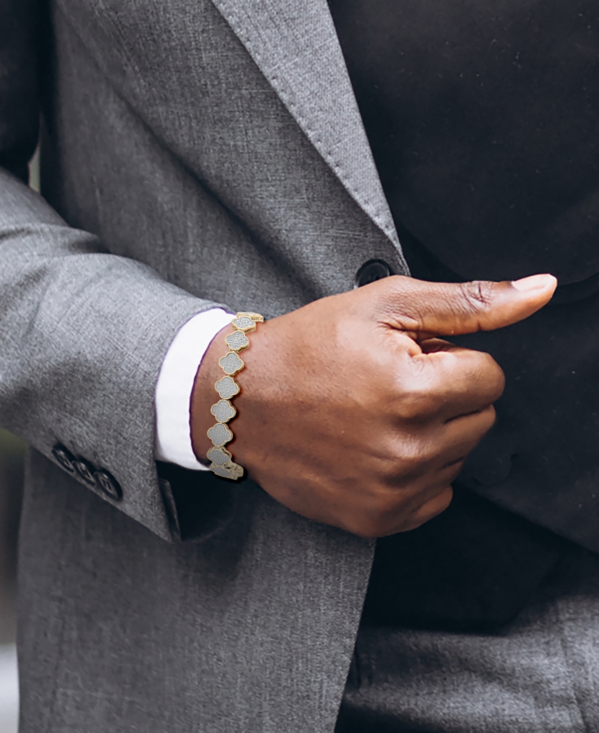 Macy's Clover Diamond Bracelet (1 ct. t.w.) in 14K Gold Plated Over Sterling Silver