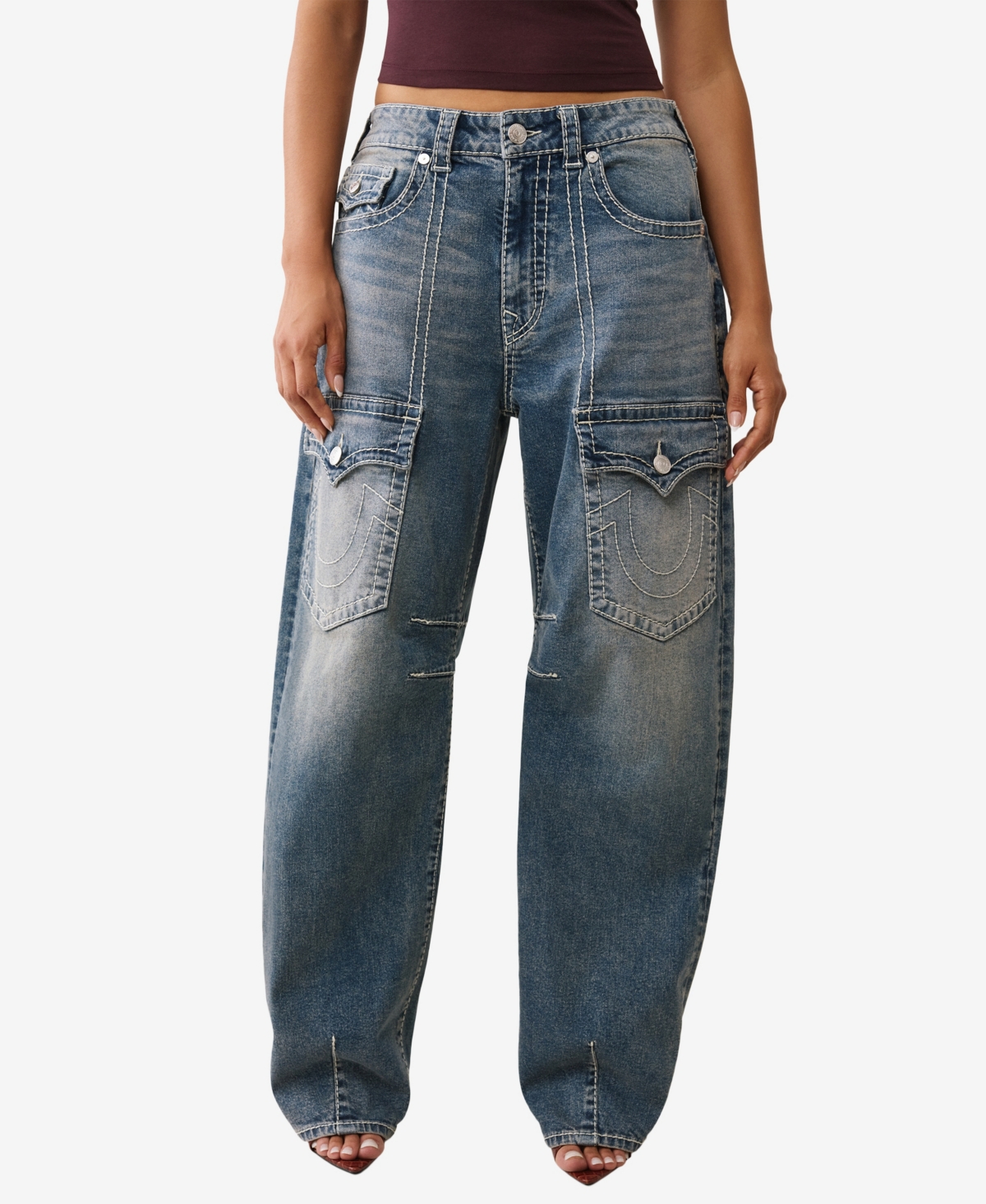 True Religion Women's Bailey Barrel Big Flap Jeans In Blue