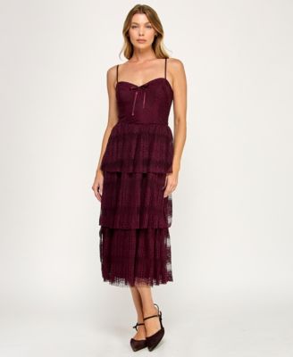 Trixxi - Juniors' Sleeveless Lace 3-Tiered Dress