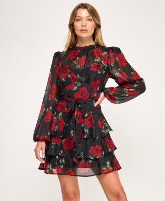 Juniors' Long Sleeve Mock Neck Dress