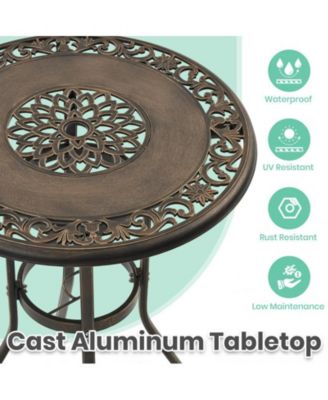 2 - Person Cast Aluminum Round Outdoor Dining Set Patio Bar Set