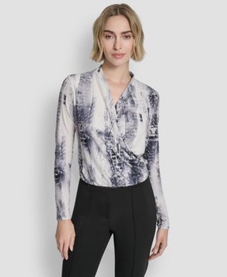 DKNY - Petite Long Sleeve Wrap Top