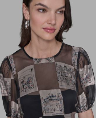 Women's Graphic Burnout Printed Crew Neck Dress