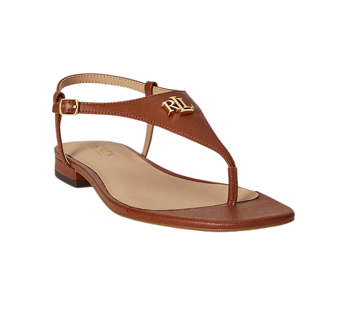 Ralph Lauren Everley Ii Crosshatch Leather Sandal In Brown