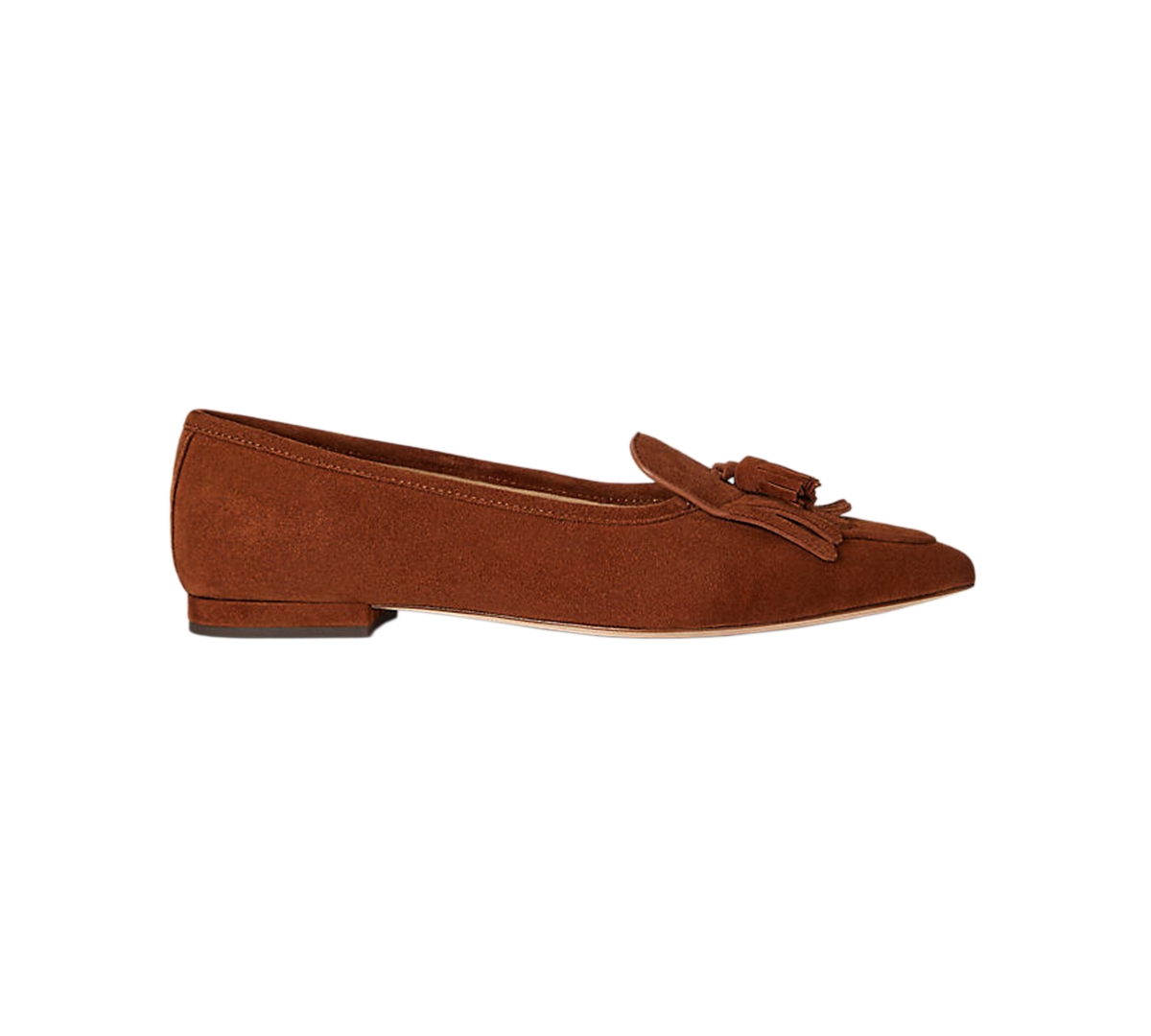 Ralph Lauren Women's Londyn Sheep-suede Kiltie Ballet Flats In Brown