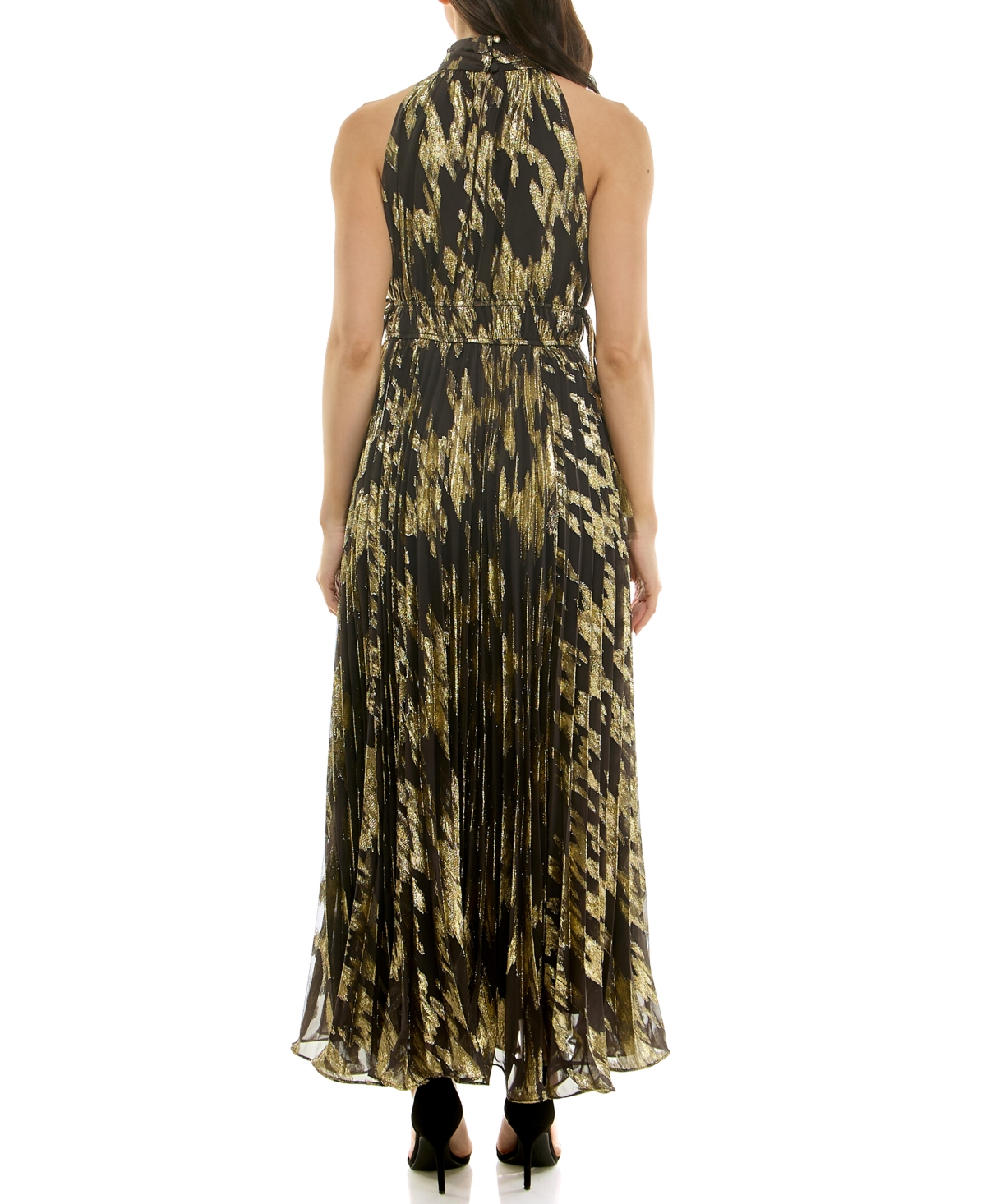 Taylor Women's Sunburst Pleated Mock Neck Dress In Multi