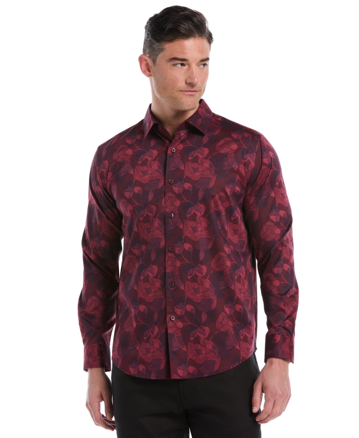 Cubavera Men's Long Sleeves Floral Print Shirt