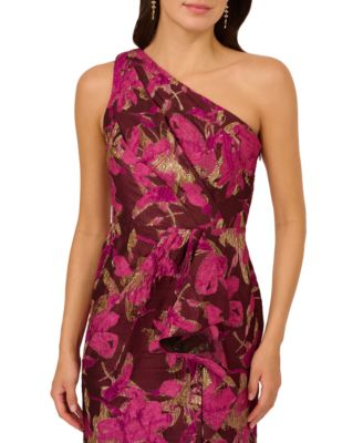 Women's Jacquard One-Shoulder Gown
