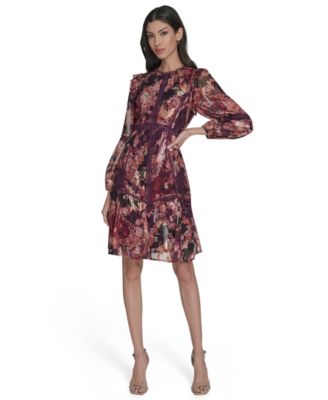 Eliza J - Women's Crewneck Long Sleeve Tiered Dress