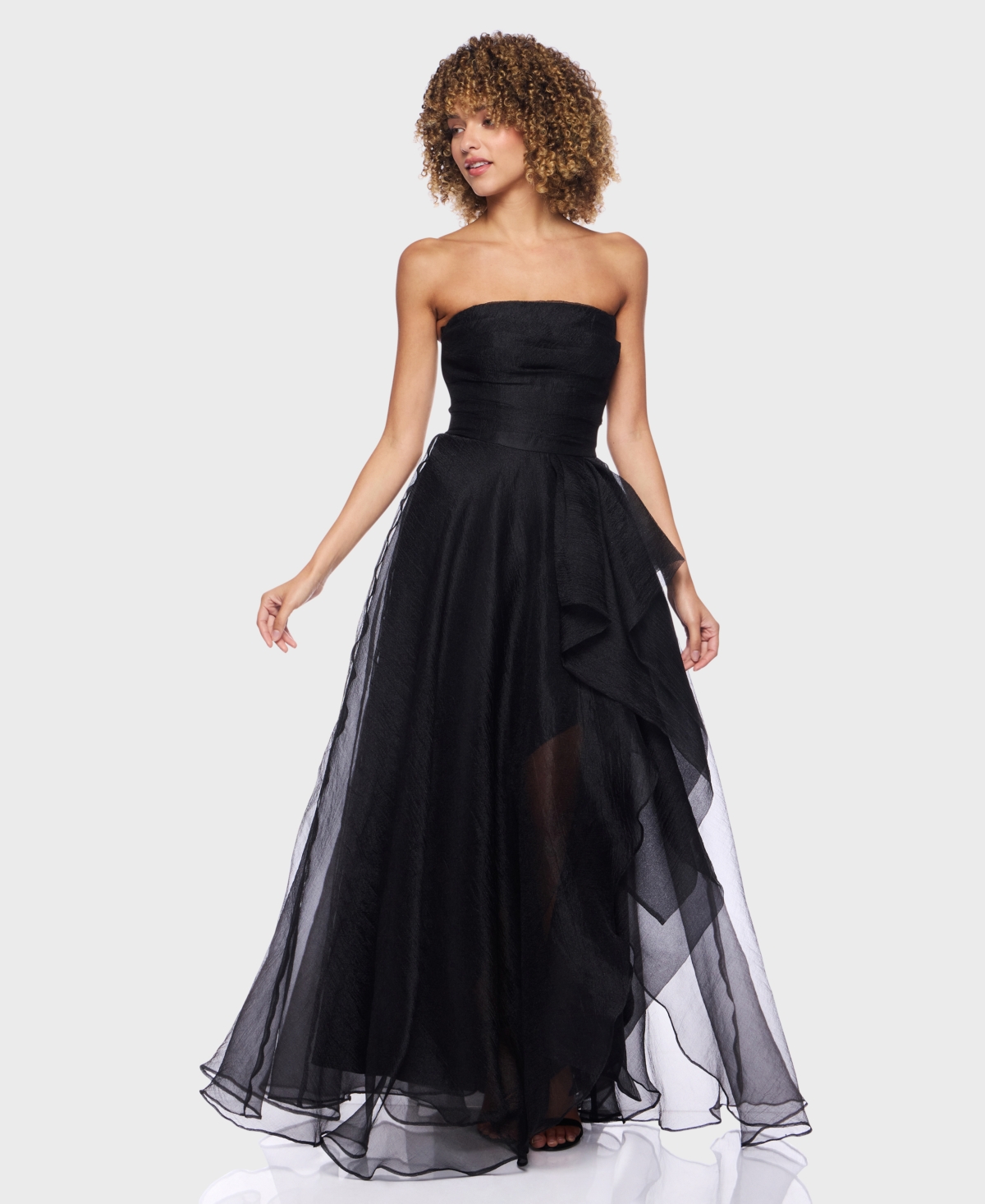 B Darlin Junior's Asymmetric Drape Strapless Dress