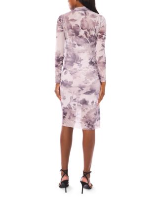Women's Printed Long Sleeve Mock Neck Dress