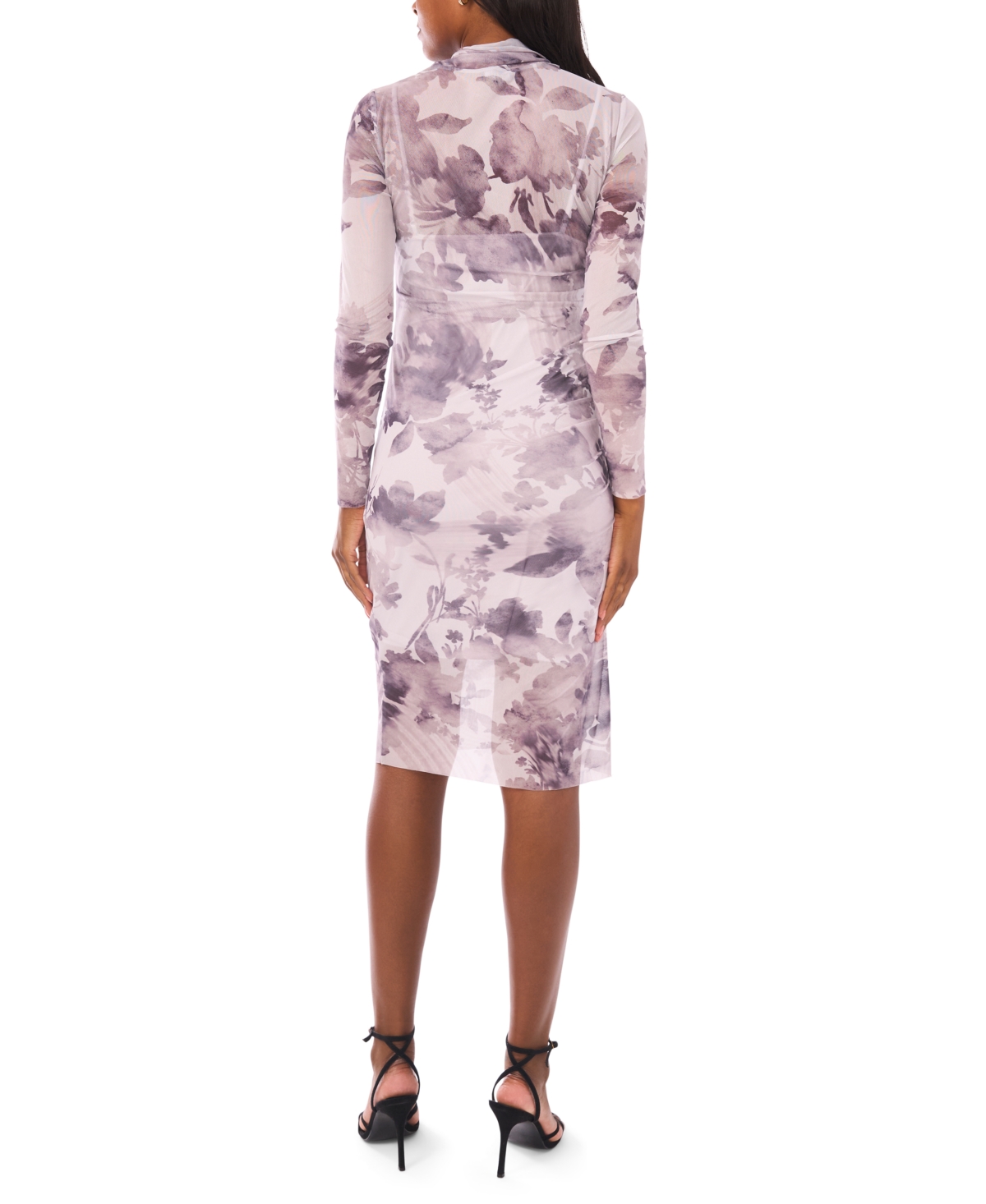 1.state Women's Printed Long Sleeve Mock Neck Dress