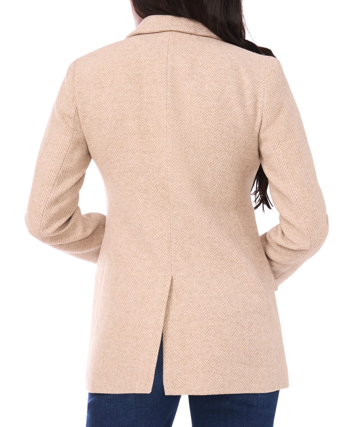 1.state Women's Herringbone Long Sleeve Blazer