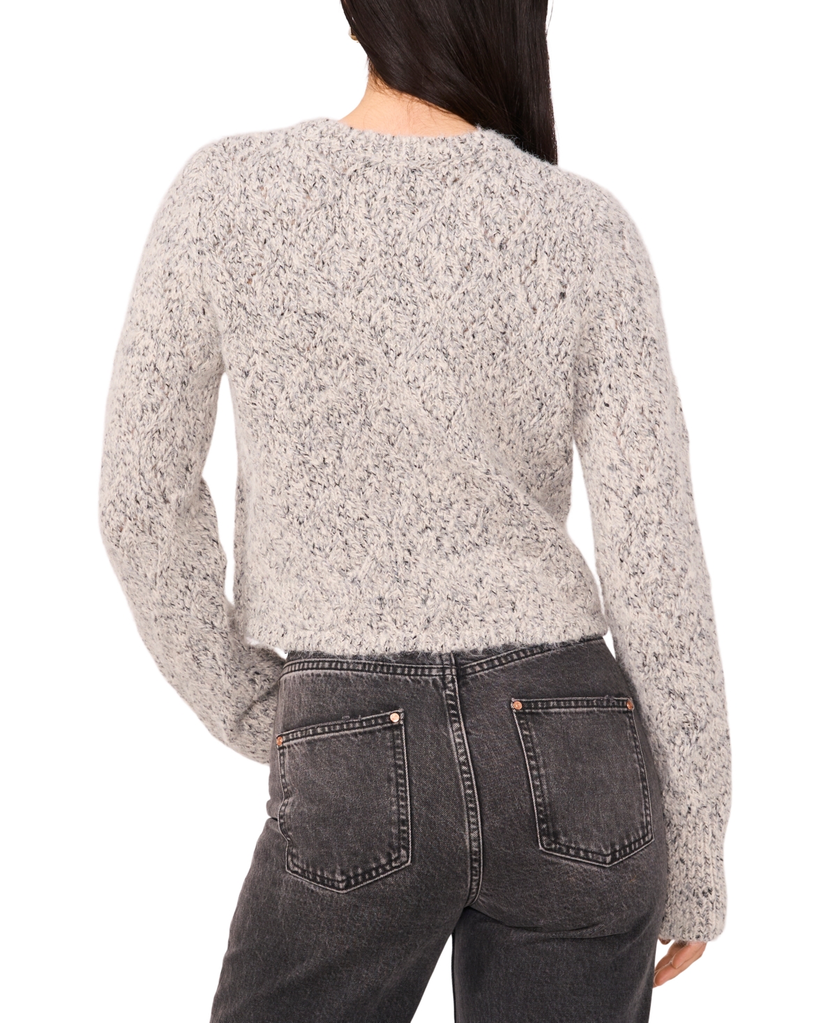 1.state Women's Textured Crewneck Cropped Sweater In Multi