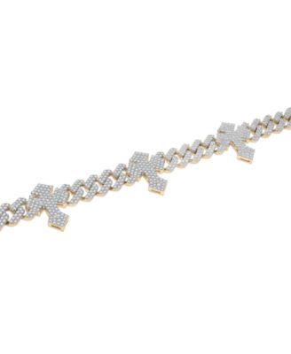 Men's Cross Diamond Bracelet (4 ct. t.w.) in 10k Yellow Gold