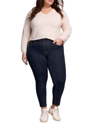 Plus Size Audrey Mid Rise Pull-On Slim Ankle Glitter Jeans