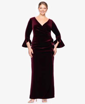 Plus Size Velvet V-Neck Dress