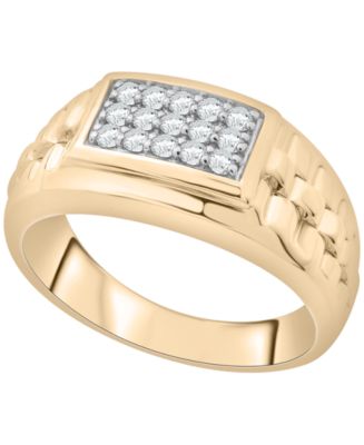 Macy's Men's Diamond (1/4 Ring in 14K Gold Plated