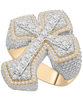 Men's Diamond (1 ct. t.w.) Cross Ring in 14k Gold-Plated Sterling Silver
