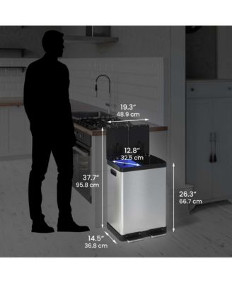 16 Gallon / 61 Liter SoftStep Stainless Steel Combo Step Pedal Kitchen Trash Can and Recycle Bin with Dual Odor Filters