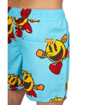 Men's Hawaiian 2 Piece Set - PAC-MAN Summer Beach Swim Wear Slim Fit - Includes Short Sleeve Shirt and Shorts