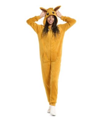 Men's Official Eevee Union Suit - Pokemon Body Suit for Adults - Brown
