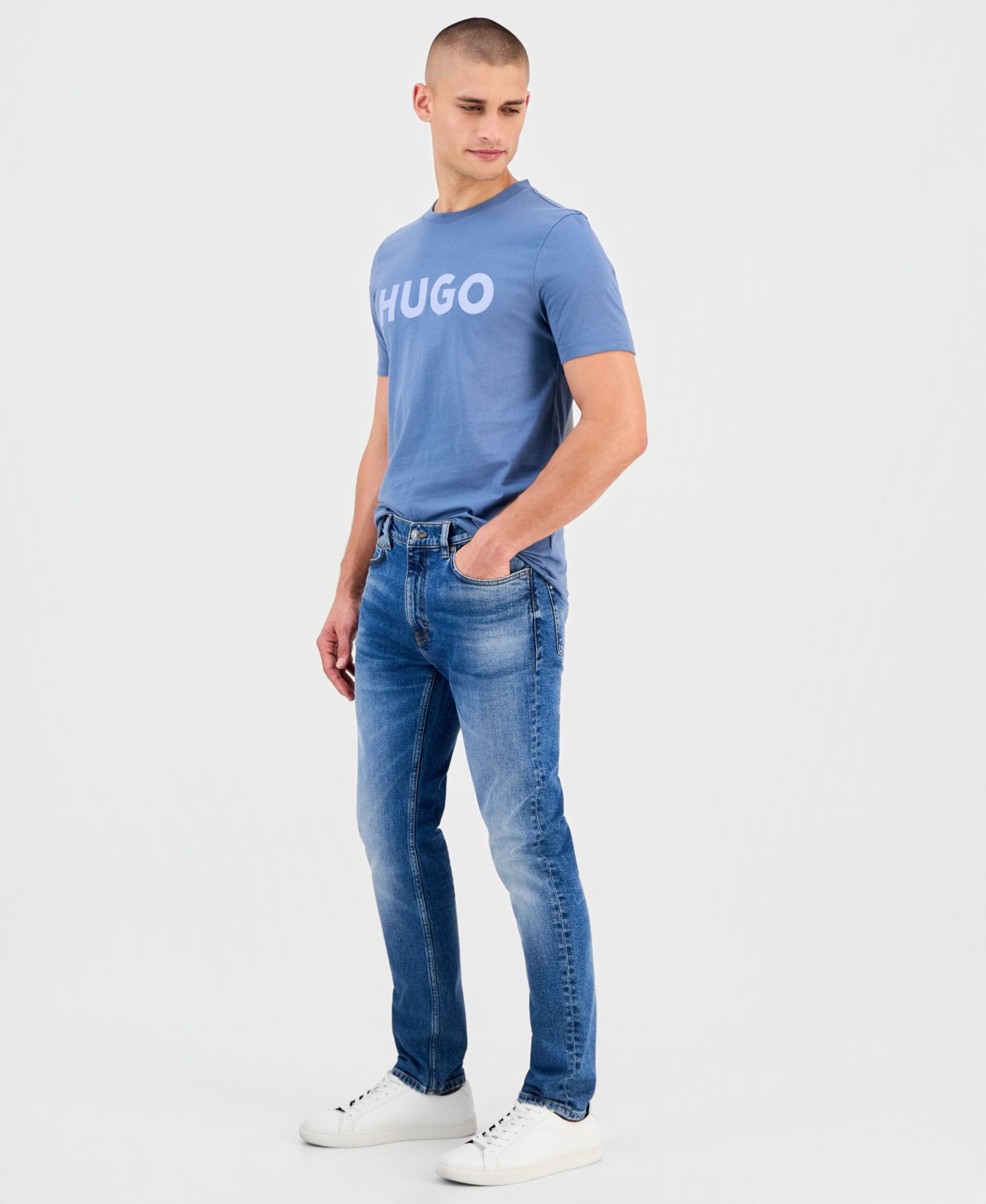 Мужские джинсы Hugo Boss 708 Straight-Fit, цвет: Синий — фото 3