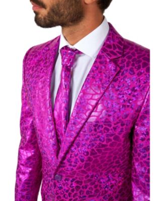 Men's Silver Suit - New Years And Christmas Party Costume - Metallic Shiny Silver - Includes Blazer, Pants and Tie