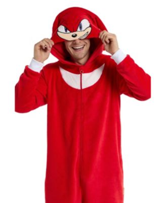 Men's Official Knuckles Union Suit - Sonic the Hedgehog Body Suit for Adults - Red