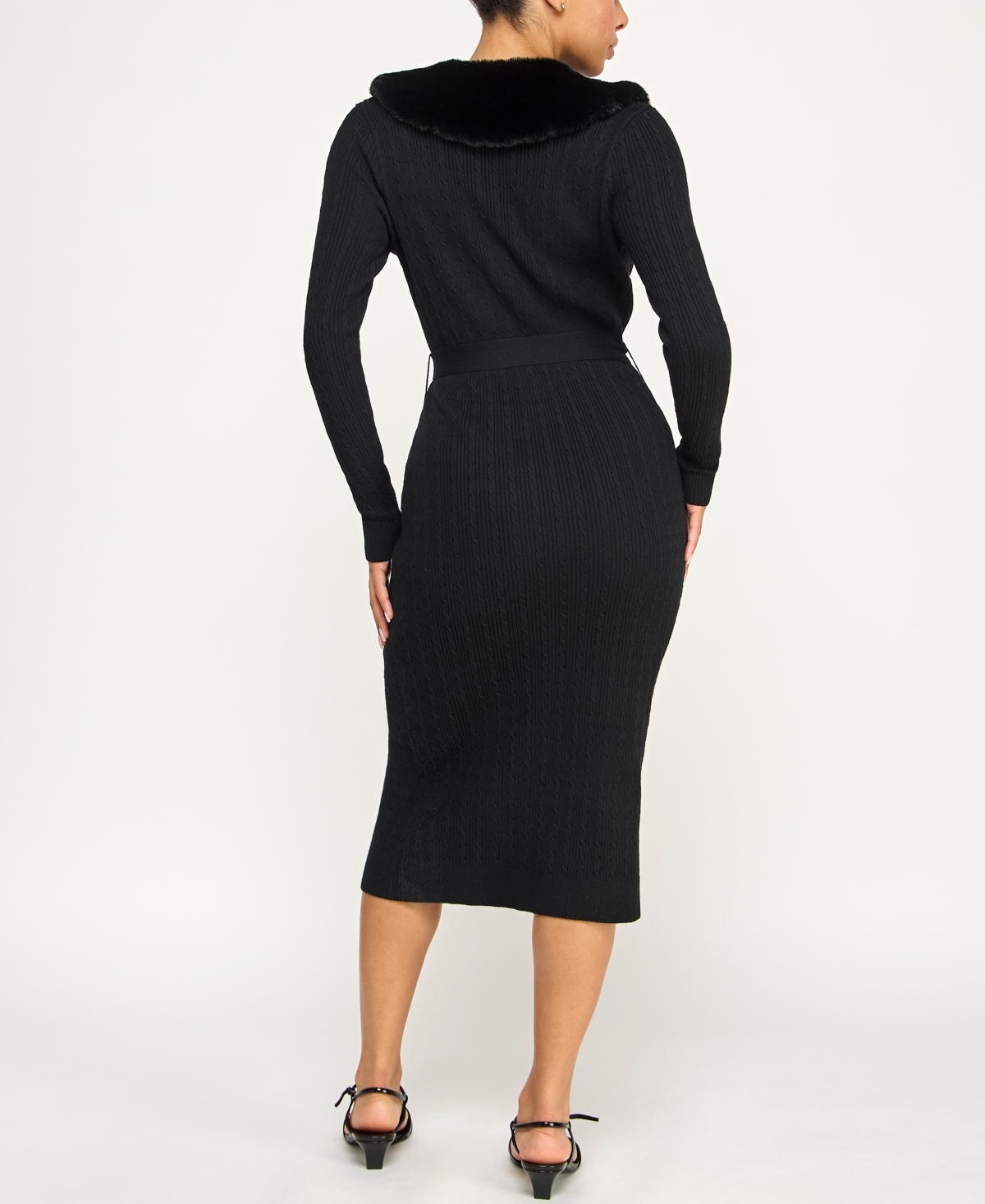 Invitee Juniors' Button Front Tie Waist Collared Midi Dress