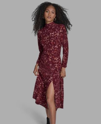 Women's Printed Mock Neck Maxi Dress