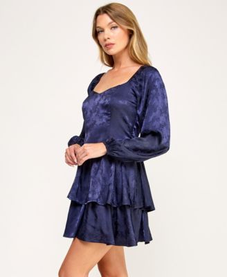 Juniors' Long Sleeve Double-Tiered Dress