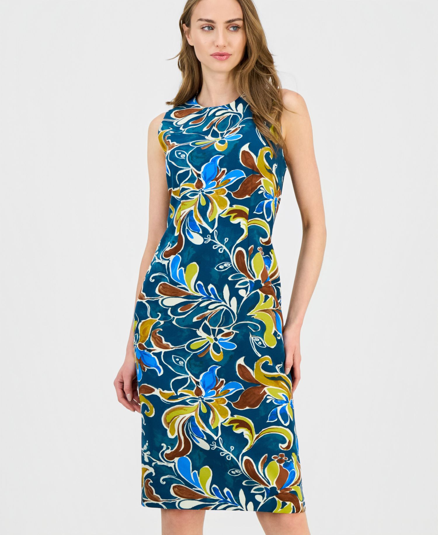 Women's Printed Sleeveless Sheath Dress