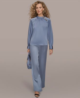 Women's Printed Long Sleeve Mock Neck Top