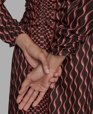 Women's Long Sleeve Mock Neck Midi Dress