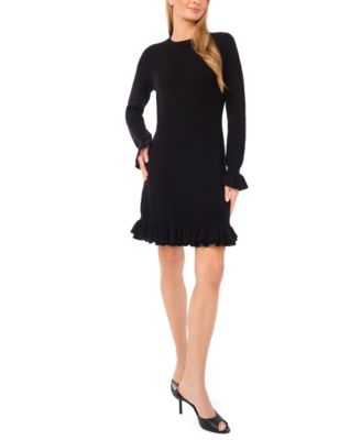 Women's Long Sleeve Ruffles Sweater Dress