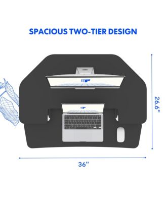M7 Series 36"W Manual Corner Adjustable Standing Desk Converter, Black