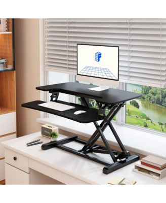 M7 Series 32"W Manual Adjustable Standing Desk Converter, Black