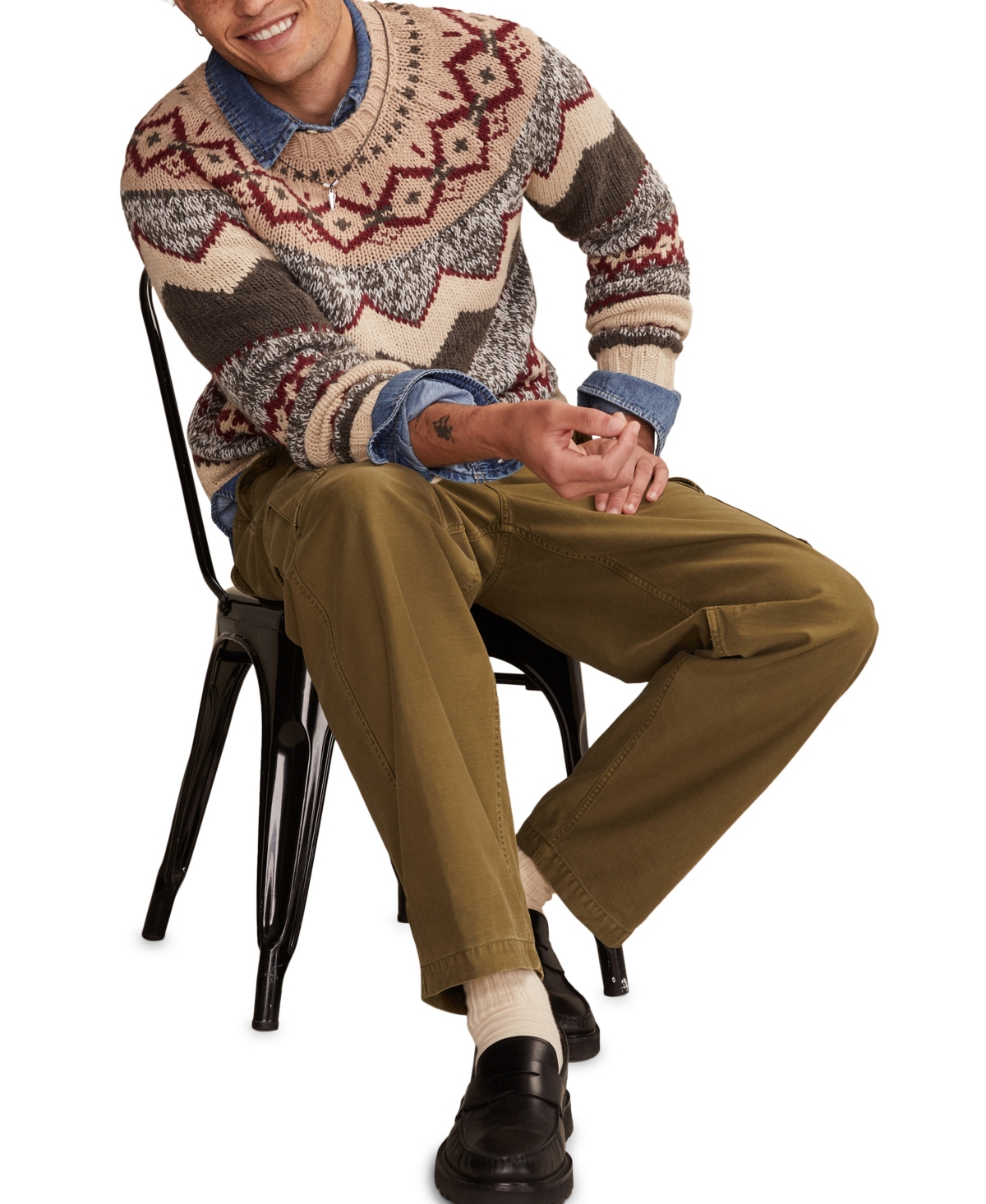 Lucky Brand Men's Fair Isle Crewneck Long-Sleeve Sweater