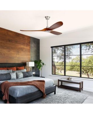 60-inch Modern Sand Nickel 3-Blade Ceiling Fans with Intelligent Remote Control and Timing Function