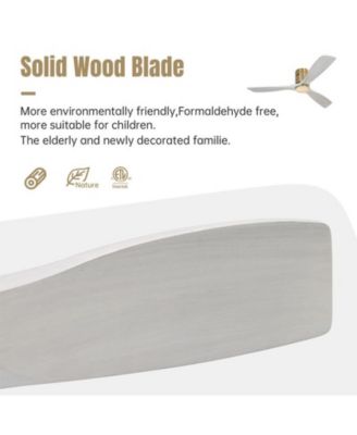 52-inch Modern Golden Sliver 3 Solid Wood Blade 6-speed Remote Control and Forward Reverse Rotation Function Ceiling Fan
