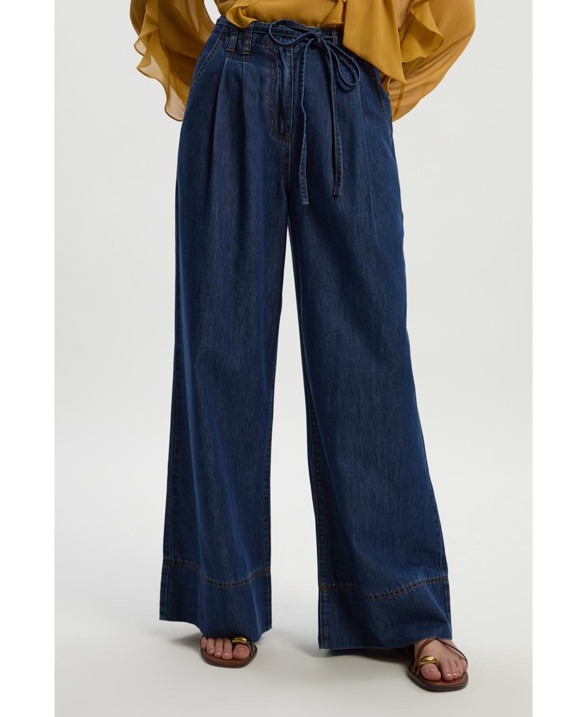 Karen Millen Women's Denim Wide Legged Pants