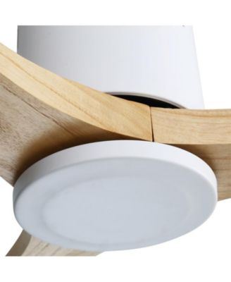 52-inch Modern White 3 Solid Wood Blade Ceiling Fan with 6-speed Remote Control and Forward Reverse Rotation Function for Indoor