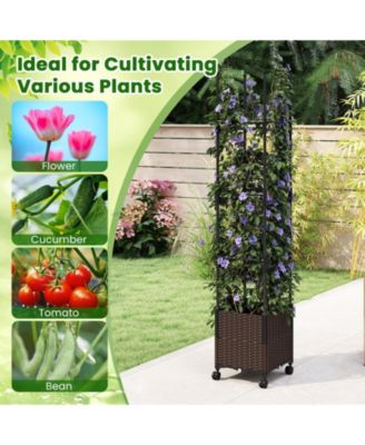 2 PCS 87'' Tall Raised Garden Bed w/ Plant Box Lockable Wheels Indoor Outdoor