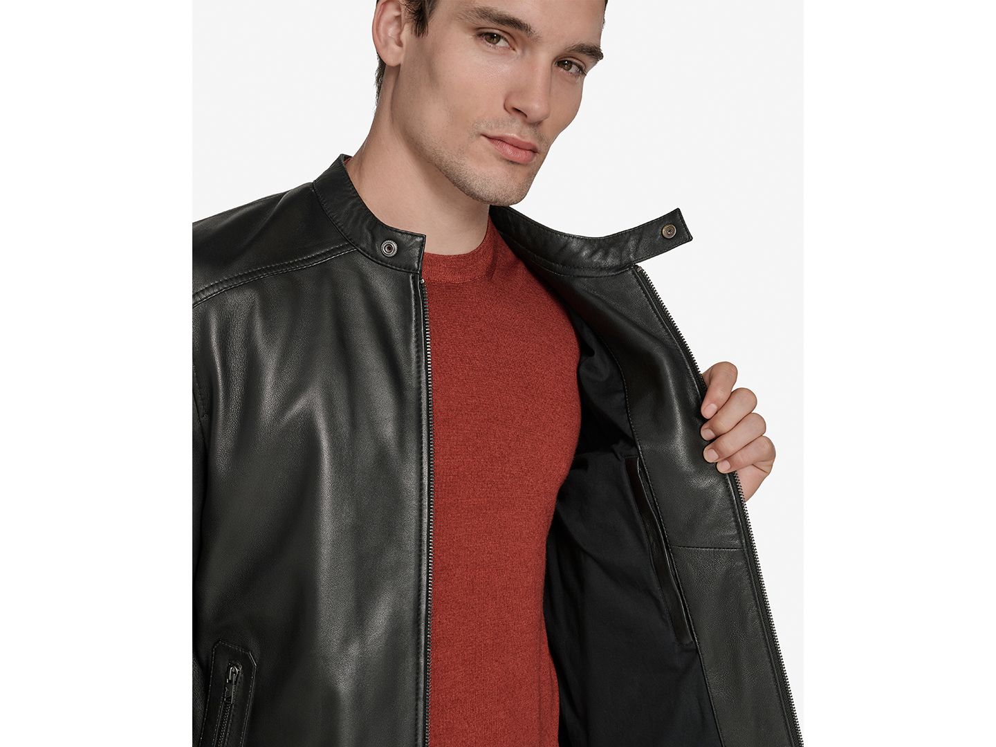 Мужская куртка Marc New York Maitlin Leather Moto, цвет: Чёрный — фото 3