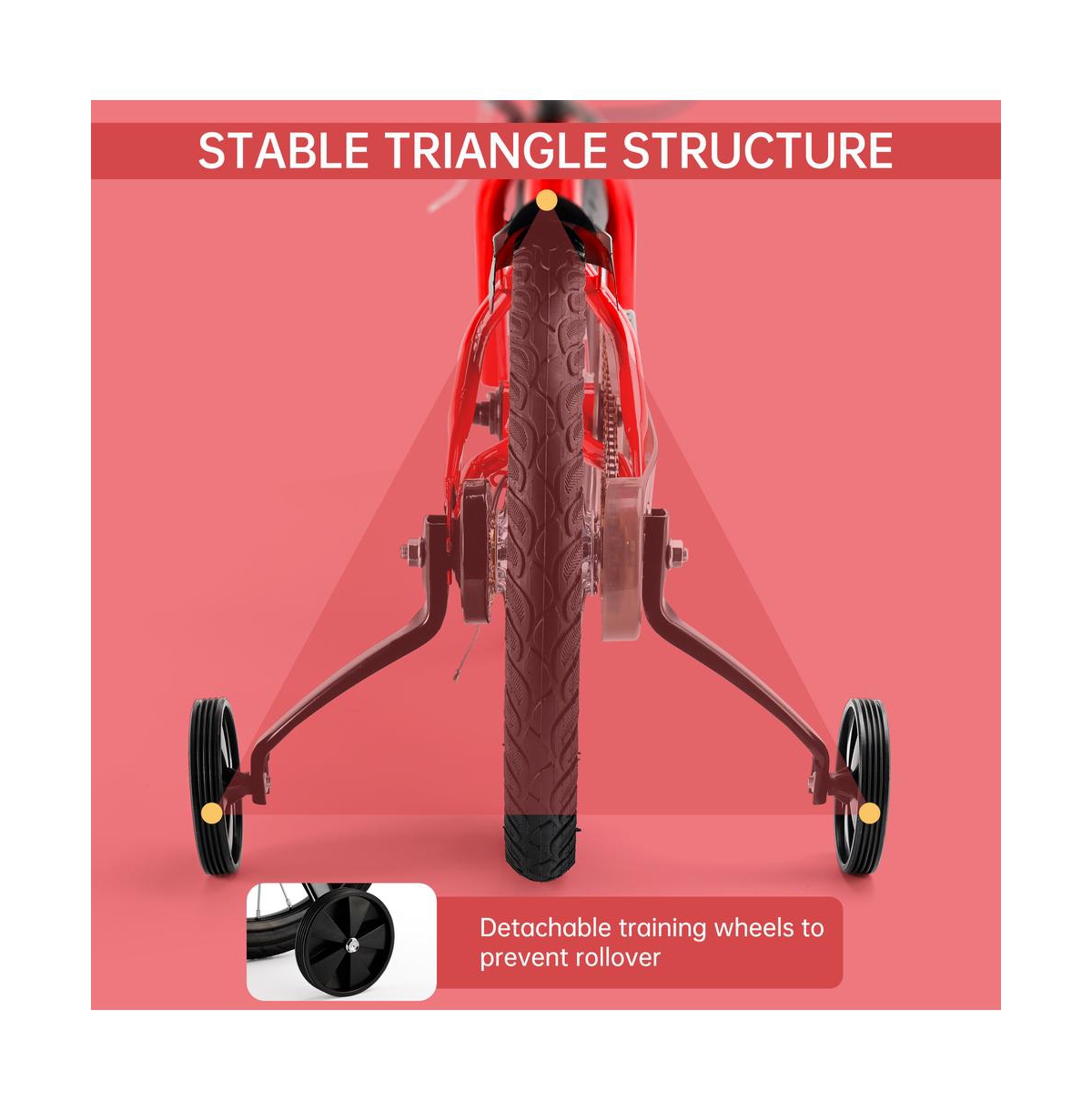 Artudatech 16" Children Bicycle Toddlers Bike with Training Wheels Basket Kickstand Red